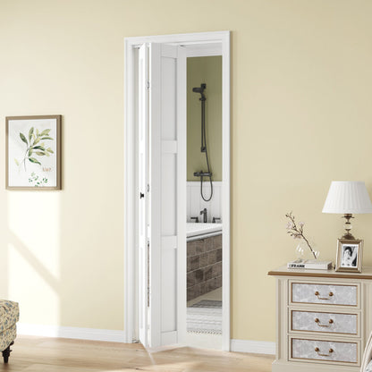 3 Panel Manufactured Wood Bifold Sliding Barn Door With Installation Hardware Kit