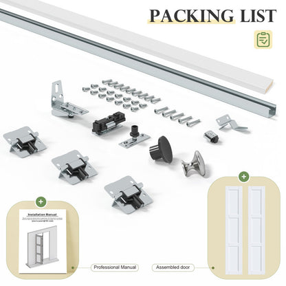 3 Panel Manufactured Wood Bifold Sliding Barn Door With Installation Hardware Kit