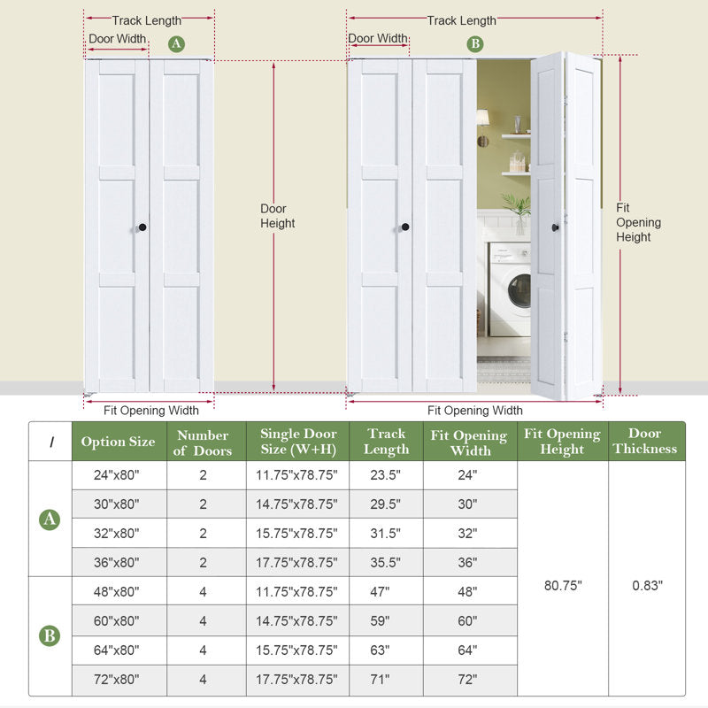 3 Panel Manufactured Wood Bifold Sliding Barn Door With Installation Hardware Kit