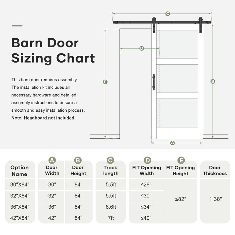 3 Lite 84" Frosted Glass Manufactured Wood Barn Door With Installation Hardware Kit