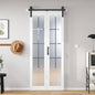 84'' Manufactured Wood And Glass French White Bi-Fold Barn Door With Installation Hardware Kit