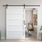 Fredbeck Double 18x84 inch White Barn Door with 6.6FT Barn Door Hardware Kit Included,with MDF and Wood,DIY Assembly,3-Panel,36inch barn Door,Fit 33in-35in Opening