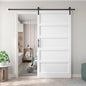 Fredbeck Double 18x84 inch White Barn Door with 6.6FT Barn Door Hardware Kit Included,with MDF and Wood,DIY Assembly,3-Panel,36inch barn Door,Fit 33in-35in Opening