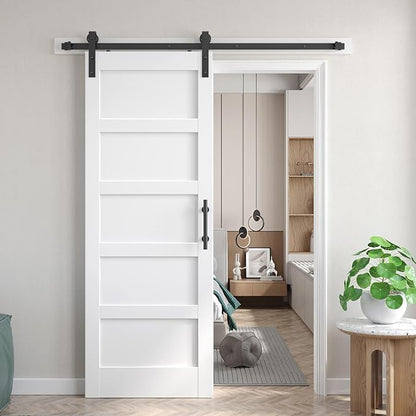 Fredbeck Double 18x84 inch White Barn Door with 6.6FT Barn Door Hardware Kit Included,with MDF and Wood,DIY Assembly,3-Panel,36inch barn Door,Fit 33in-35in Opening