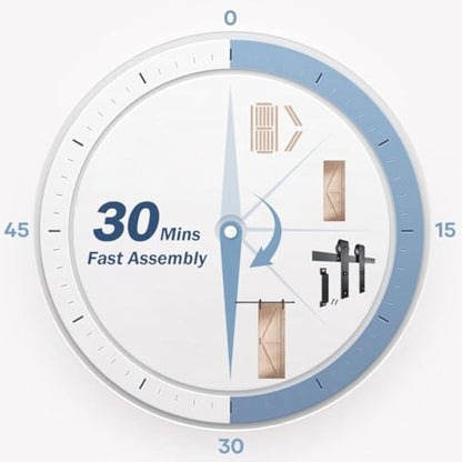 FREDBECK 30in x 84in Sliding Barn Door with 5FT Barn Door Hardware Kit Included Wood K Shape Solid Spruce Panel Need to Assembly