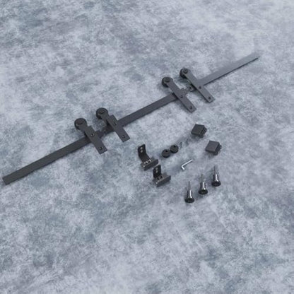 FREDBECK 3 FT Mini Cabinet Bypass Barn Door Hardware Kit Single Track 36inch Small Sliding Barn Doors Track Kit for Double Doors Storage Closet Window TV Stand Wardrobe (No Cabinet)