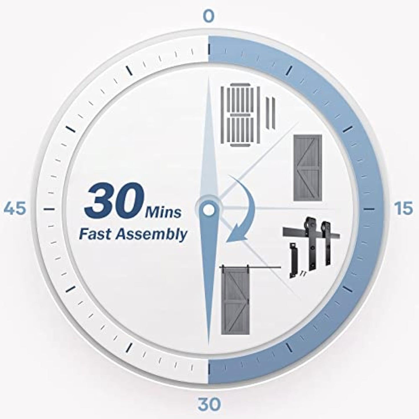 FREDBECK 30in x 84in Gray Wood Barn Door Slab with 5ft (60inch) Barn Door Hardware Track Kit Included, Double Surfaces,Simple Assembly is Required,K-Frame,Grey