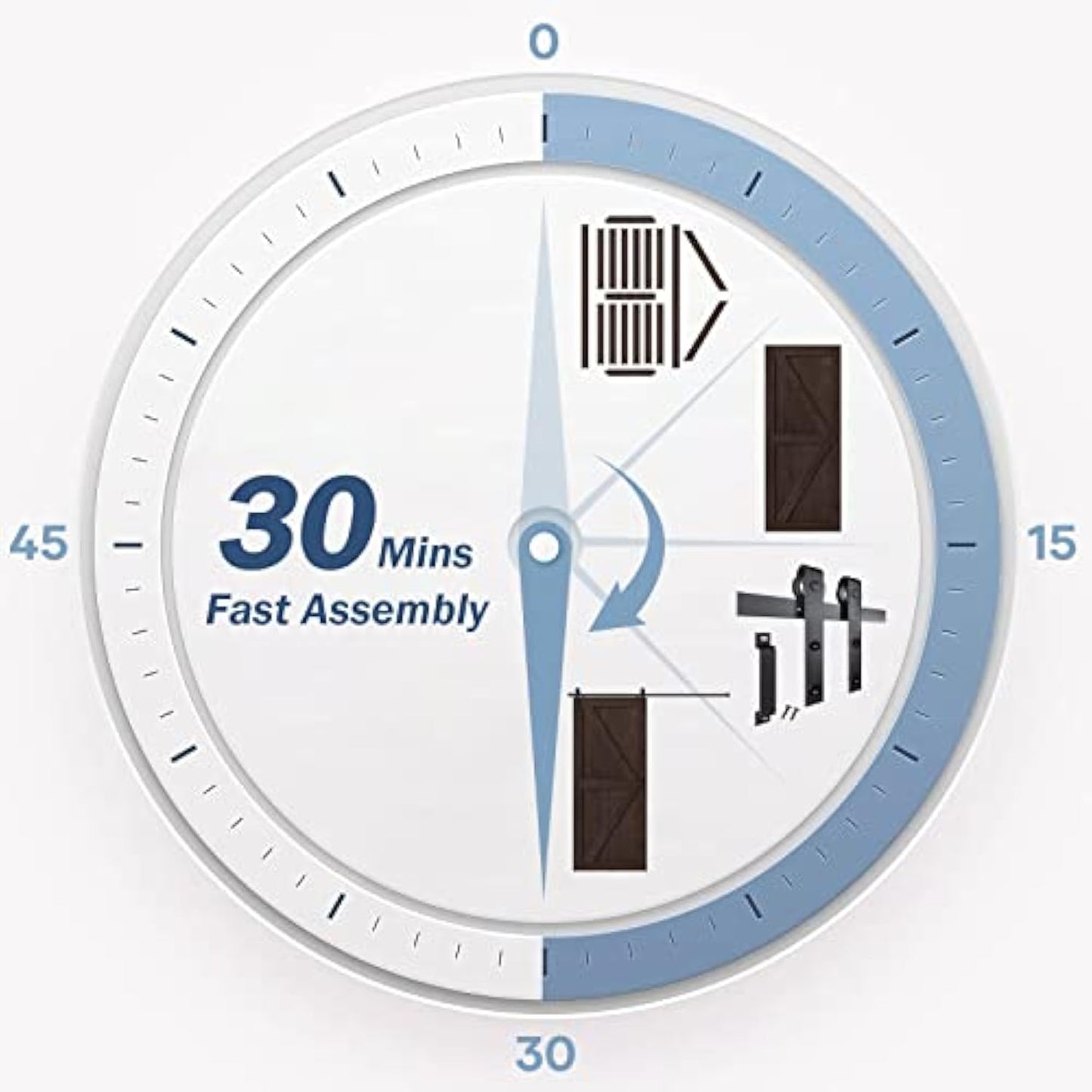 FREDBECK 30in x 84in Brown Barn Door with 5ft (60inch) Barn Door Hardware Track Kit and Handle Included, Double Surfaces,Simple Assembly is Required,K-Frame,Coffee