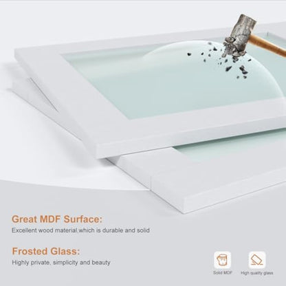 48x80 in (Double 25in) Sliding Closet Door for Bedroom, 3-Lite Frosted Glass Sliding Door with Hardware Track Kit & Floor Guide, Preassembled Door Panel, MDF White Pocket Doors