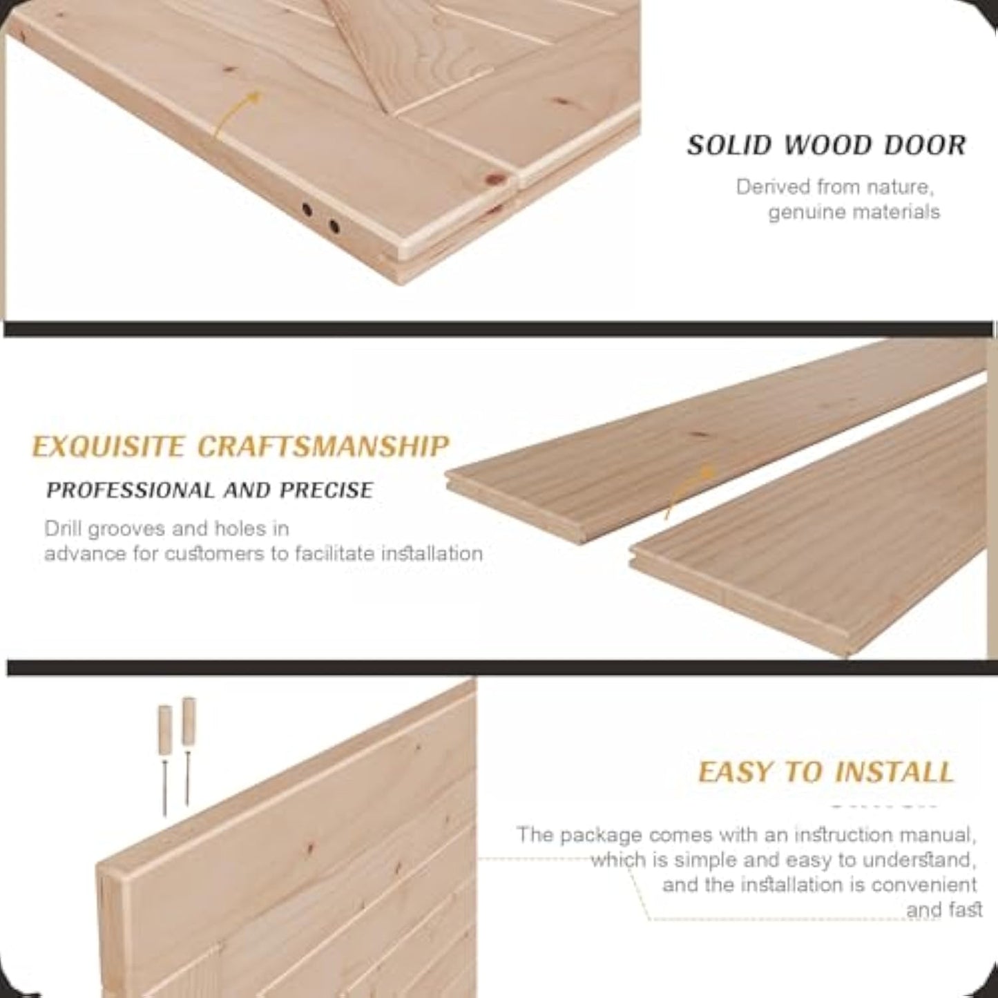 FREDBECK 30in x 84in Sliding Barn Door with 5FT Barn Door Hardware Kit Included Wood K Shape Solid Spruce Panel Need to Assembly