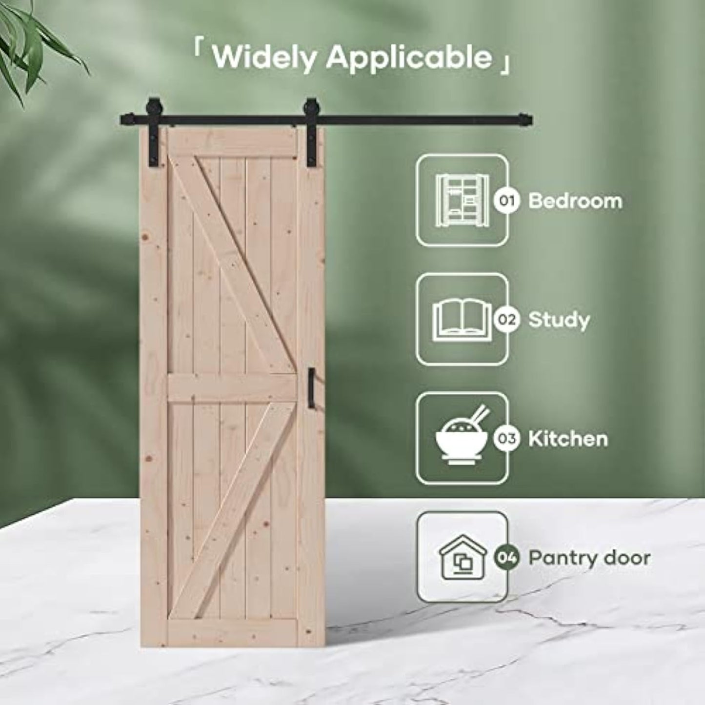 FREDBECK 30in x 84in Sliding Barn Door with 5FT Barn Door Hardware Kit Included Wood K Shape Solid Spruce Panel Need to Assembly