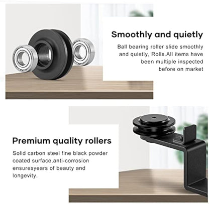 FREDBECK 3 FT Mini Cabinet Bypass Barn Door Hardware Kit Single Track 36inch Small Sliding Barn Doors Track Kit for Double Doors Storage Closet Window TV Stand Wardrobe (No Cabinet)