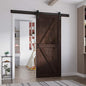 FREDBECK 30in x 84in Brown Barn Door with 5ft (60inch) Barn Door Hardware Track Kit and Handle Included, Double Surfaces,Simple Assembly is Required,K-Frame,Coffee